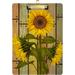 Coolnut Sunflower Floral Vintage Clipboards for Kids Student Women Men Letter Size Plastic Low Profile Clip 9 x 12.5 in Golden Clip