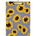 Coolnut Sunflower Blue Buffalo Plaid Floral Clipboards for Kids Student Women Men Letter Size Plastic Low Profile Clip 9 x 12.5 in Golden Clip