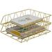 Desktop File Organizer Metal Stackable Letter Tray Paper Holder Rack 2 Pack Gold GTICPHYJ