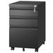 3 Drawer Mobile File Cabinet with Lock Metal Document Storage Cabinet with 360Â°Rolling&Lockable Caster Full Assembled Office Storage Cabinet for Home Office Organizer Letters/Legal/A4 Black