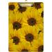 Coolnut Yellow Sunflower Pattern Floral Flowers Clipboards for Kids Student Women Men Letter Size Plastic Low Profile Clip 9 x 12.5 in Golden Clip