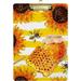 Coolnut Yellow Sunflower Bee Stripe Clipboards for Kids Student Women Men Letter Size Plastic Low Profile Clip 9 x 12.5 in Golden Clip