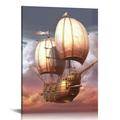 ONETECH Posters Cartoon Cartoon Poster Steampunk Blimp Hot Air Balloon Vintage Poster Canvas Painting Posters And Prints Wall Art Pictures for Living Room Bedroom Decor 16\x20\