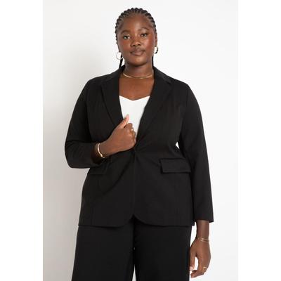 Plus Size Women's The Ultimate Stretch Long One Button Blazer by ELOQUII in Natural (Size 14)