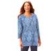 Plus Size Women's Suprema® Feather Together Tee by Catherines in Sky Blue Medallion (Size 3X)