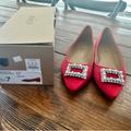 J. Crew Shoes | J.Crew Crystal Buckle Pointy Flat Shoes | Color: Red | Size: 7