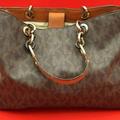 Michael Kors Bags | Michael Kors Mk Designer Women's Brown Signature Print Satchel Bag Purse Handbag | Color: Brown/Cream | Size: Os