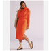 Anthropologie Dresses | Daily Practice Anthropologie Draped Cowl Neck Midi Dress Size Xs Red Candy New | Color: Orange/Red | Size: Xs