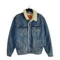 Levi's Jackets & Coats | Levis Mens Jacket Size Medium Light Wash Denim Sherpa Lined Button Long Sleeve | Color: Blue | Size: M