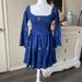 Free People Dresses | Free People Counting Daisies Blue Smocked Embroidered Dress Size M Medium | Color: Blue | Size: M