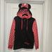 Disney Tops | Disney Parks Minnie Mouse Hoodie With Ears Red White Polka Dots Size L | Color: Black/Red | Size: L