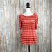 Anthropologie Tops | Anthropologie M Striped Knit Ruched Ruled Tee Top | Color: Red | Size: M