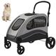 PJDDP Dog Stroller for Large Dogs, Pet Jogger Wagon Foldable Cart with 4 Wheels Smooth Ride with Shock Absorption Mesh Window Safety Leash Adjustable Handle Travel Carrier Up to 132Lbs,Gray