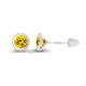 Solid 14K Gold Hypoallergenic 5mm Round Solitaire Birthstone Bezel Screw Back Stud Earrings, White Gold Metal Stone Sapphire, created-yellow-sapphire