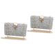 TENDYCOCO 2 Pcs Clutch Bag Silver Tote Clutches for Women Silver Evening Clutch Evening Handbag Hand Purse for Women Ladies Hand Bags Womens Clutch Wallet Dinner Bag Leaf Miss Glitter Powder