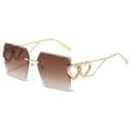 Oversized Square Rimless Sunglasses Women Heart Metal Frame Sun Glasses For Female Frameless Eyewear,C4 Gold Brown,One size