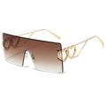 One Piece Rimless Sunglasses Women Frameless Square Sun Glasses For Female Metal Frame Heart Sunglass,C4 Gold Brown,One size