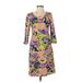 Katherine Way Casual Dress - A-Line Scoop Neck 3/4 sleeves: Purple Dresses - Women's Size Small