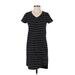 Merona Casual Dress - Shift V Neck Short sleeves: Black Print Dresses - Women's Size Small