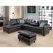 Black Reclining Sectional - Lark Manor™ Blumenthal 97.2" Wide Faux Leather Corner Sectional w/ Ottoman Faux Leather | Wayfair