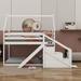 Harper Orchard Coletti Twin over Twin House Loft or Bunk Bed w/ Slide & Staircase, Solid Wood in White | 73 H x 41.7 W x 77.4 D in | Wayfair