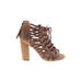 Not Rated Heels: Brown Print Shoes - Women's Size 6 - Open Toe