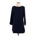 Mittoshop Casual Dress - Shift Scoop Neck 3/4 sleeves: Blue Solid Dresses - Women's Size Medium