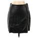 H&M Faux Leather Skirt: Black Print Bottoms - Women's Size 8