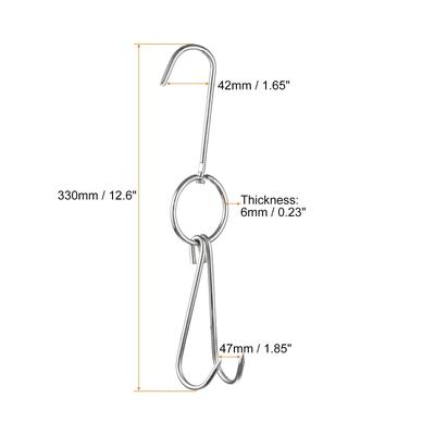 Double Meat Hooks, Stainless Steel Smoker Hook Tools, Pack of 3 - Silver Tone