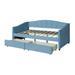 Two Drawers twin daybed Blue full daybed Upholstered storage daybed