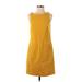 Banana Republic Factory Store Casual Dress - Mini Crew Neck Sleeveless: Yellow Print Dresses - Women's Size 2