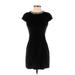 One Clothing Casual Dress - Sheath Crew Neck Short sleeves: Black Print Dresses - Women's Size Small