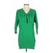 CAbi Casual Dress - Shift Tie Neck 3/4 sleeves: Green Print Dresses - Women's Size Small