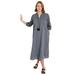 Plus Size Women's Halcion Lino Soleil Shirtdress by June+Vie in Grey Vertical Stripe (Size 18/20)