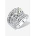 Platinum over Silver Engagement Ring Cubic Zirconia (7 1/7 cttw TDW) by PalmBeach Jewelry in Silver (Size 10)