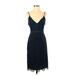 ASTR The Label Casual Dress - A-Line Plunge Sleeveless: Blue Print Dresses - Women's Size Small