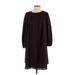 Ann Taylor Casual Dress - Mini High Neck 3/4 sleeves: Brown Solid Dresses - Women's Size Small