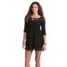 Free People Dresses | Free People Shake It Up Black Lace Dress 3/4 Sleeve Skater Fit And Flare | Color: Black/Tan | Size: Xs