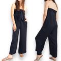 Madewell Pants & Jumpsuits | Madewell Petite Strapless Tie-Front Black Wide Leg Jumpsuit New Size 0 | Color: Black | Size: 0p