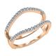 ALLORYA 0.26 Carat Round Lab Grown White Diamond Engagement Enhancer Guard Ring for Women in 18K Rose Gold Size 9