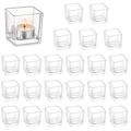 NUPTIO Glass Candle Holder for Tealight: 24 Pack 5x5 cm Votive Tea Light Holders Square Clear Floating Candle Small Bedroom Living Room Housewarming Weddings Reception Table Centerpiece Birthday Gift