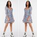 Free People Dresses | Free People Bessie Blue Floral Corduroy Babydoll Dress Size Small | Color: Blue | Size: S