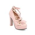 SUKORI Women Trousers Women's high Heels Wedding Shoes Ankle Strap high Heels Women's Shoes Thick Heel Black Beige Work Shoes (Color : Pink, Size : 5.5)