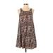 Taylor & Sage Casual Dress - Mini Scoop Neck Sleeveless: Brown Leopard Print Dresses - Women's Size X-Small