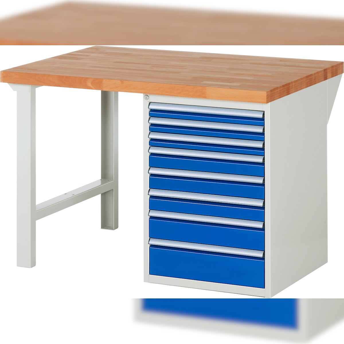 PROREGAL Werkbank Serie 7000 - Modell 7519 | HxBxT 89x125x90cm | 8x Schublade | Schubladenmaße 3x60 + 3x90 + 1x120 + 1x150mm Image