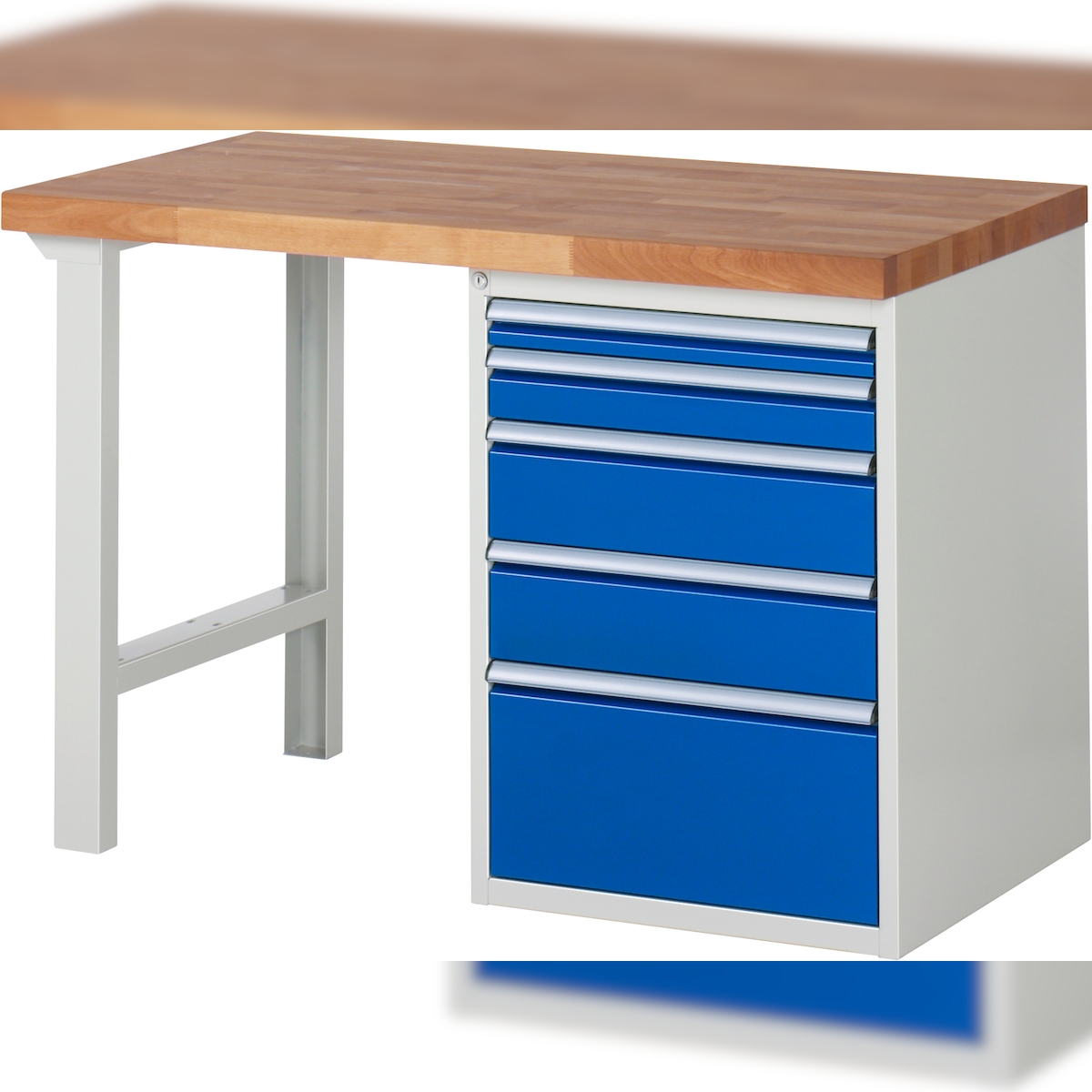 PROREGAL Werkbank Serie 7000 - Modell 7511 | HxBxT 84x125x70cm | 5x Schublade | Schubladenmaße 1x60 + 1x90 + 2x150 + 1x270mm Image