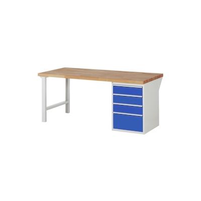 PROREGAL Werkbank Serie 7000 - Modell 7510 | HxBxT 84x200x90cm | 4x Schublade | Schubladenmaße 3x150 + 1x270mm | Lichtgrau | Arbeitstisch Werktisch Image