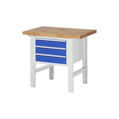 PROREGAL Werkbank Serie 7000 - Modell 7127 | HxBxT 79-114x100x70cm | 3x Schublade | Schubladenmaße 3x120mm | Lichtgrau | Arbeitstisch Werktisch