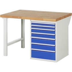 PROREGAL Werkbank Serie 7000 - Modell 7517 | HxBxT 89x125x90cm | 7x Schublade | Schubladenmaße 2x60 + 2x90 + 2x120 + 1x180mm Image