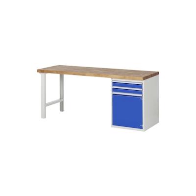 PROREGAL Werkbank Serie 7000 - Modell 7503 | HxBxT 89x200x70cm | 2x Schublade + 1x Flügeltür + 1x Fachboden | Schubladenmaße 2x90mm Image